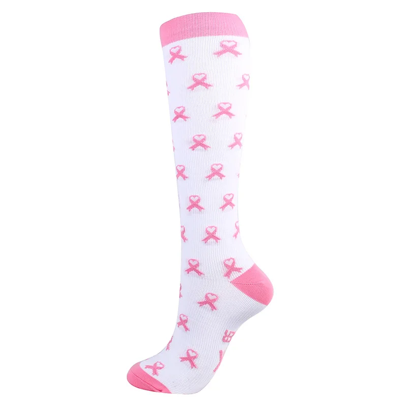 Custom jacquard breathable long crew socks cute images pattern nurse compression 20-30mmhg socks for women girls knee