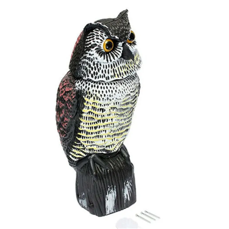 Great Realistic Owl Decoration Rotating Head Pest Control Plants Scarecrow Crow Festival Decoration Owl