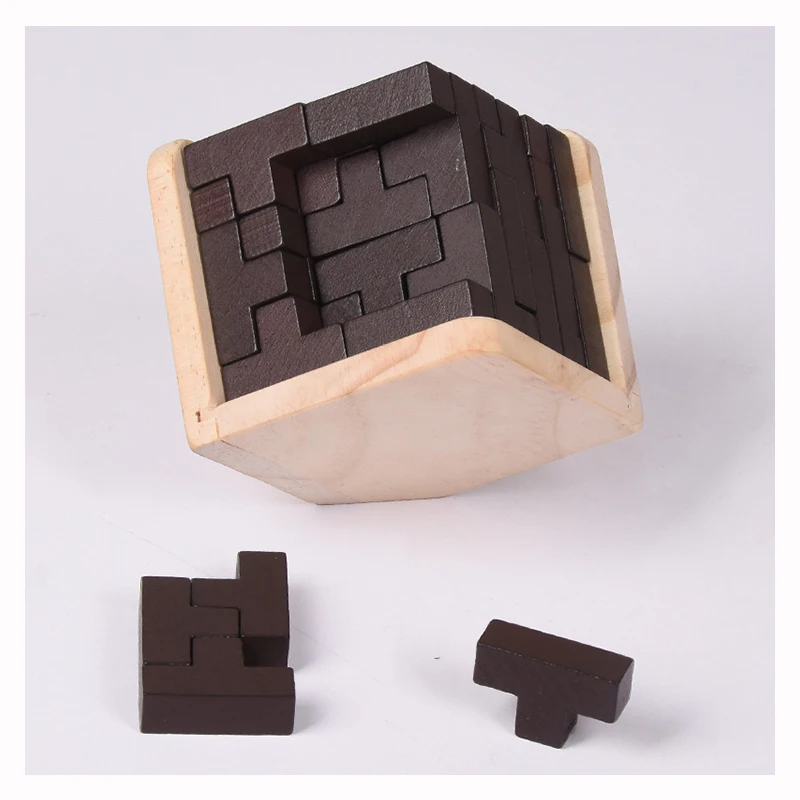 3D Wooden Brain Teaser Puzzle Luban Locking Magic Bean  54 T-Shape Pieces puzzles For Adults And Kids