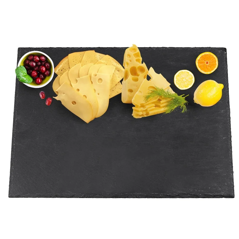 
Wholesale Natural Marble Slate Black Serving Plate Slate Cheese Board 