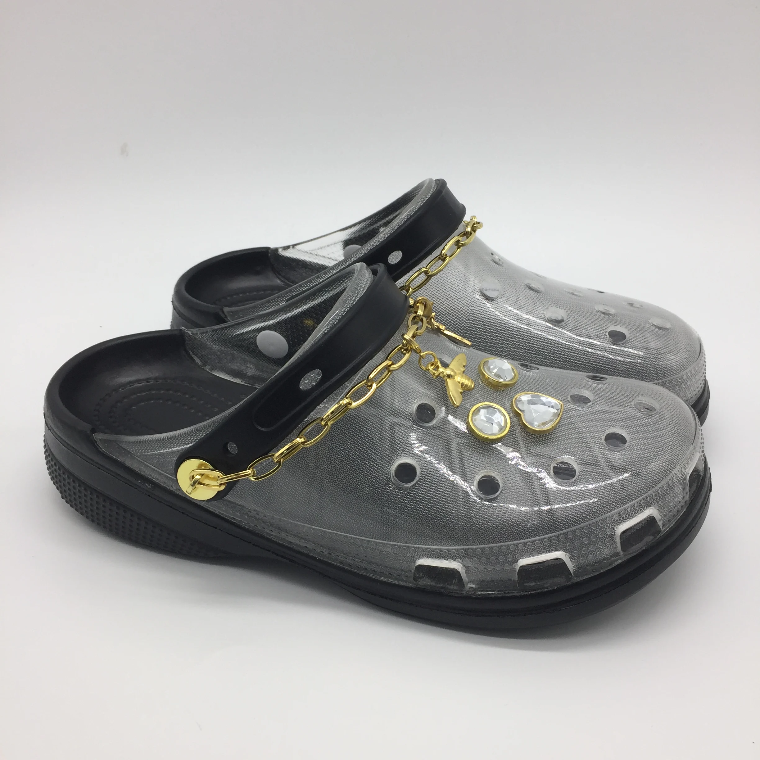 Женские прозрачные сабо из ЭВА, прозрачные Сабо голубого и розового цвета, сабо-Сабо со стразами и цепочкой, оптовая продажа