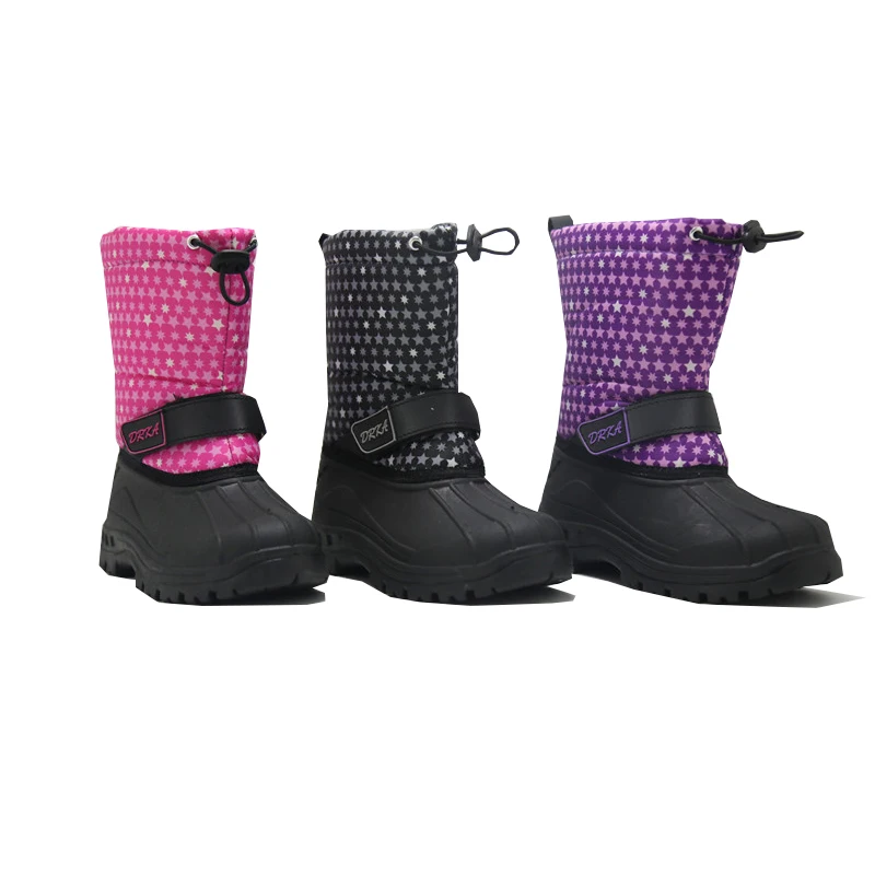 Pink black purple oxford upper girls style outdoor winter warm beautiful snow boots