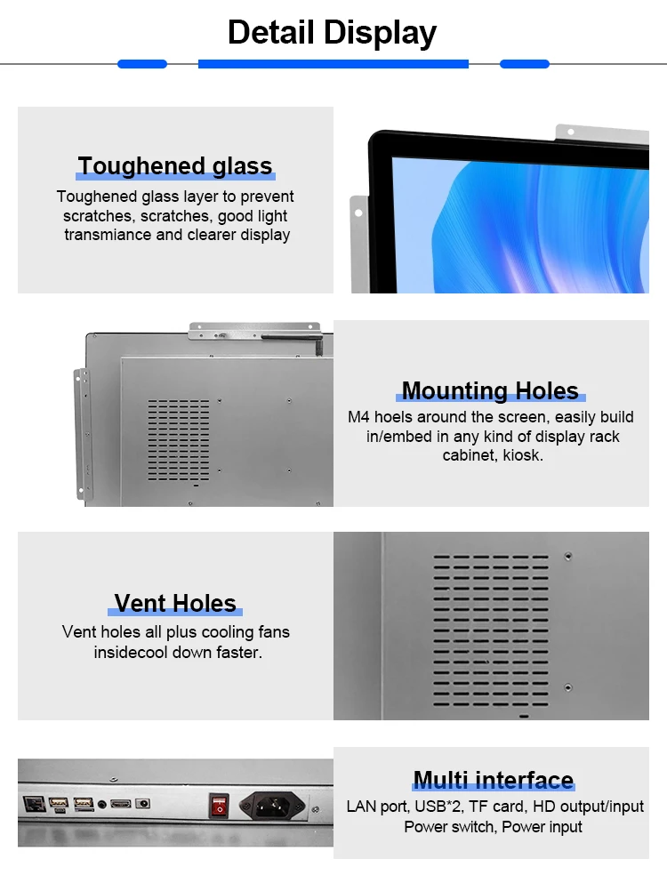 outdoor 15 inch 1000 nits high brightness vending machine lcd advertising screen display open frame digital signage