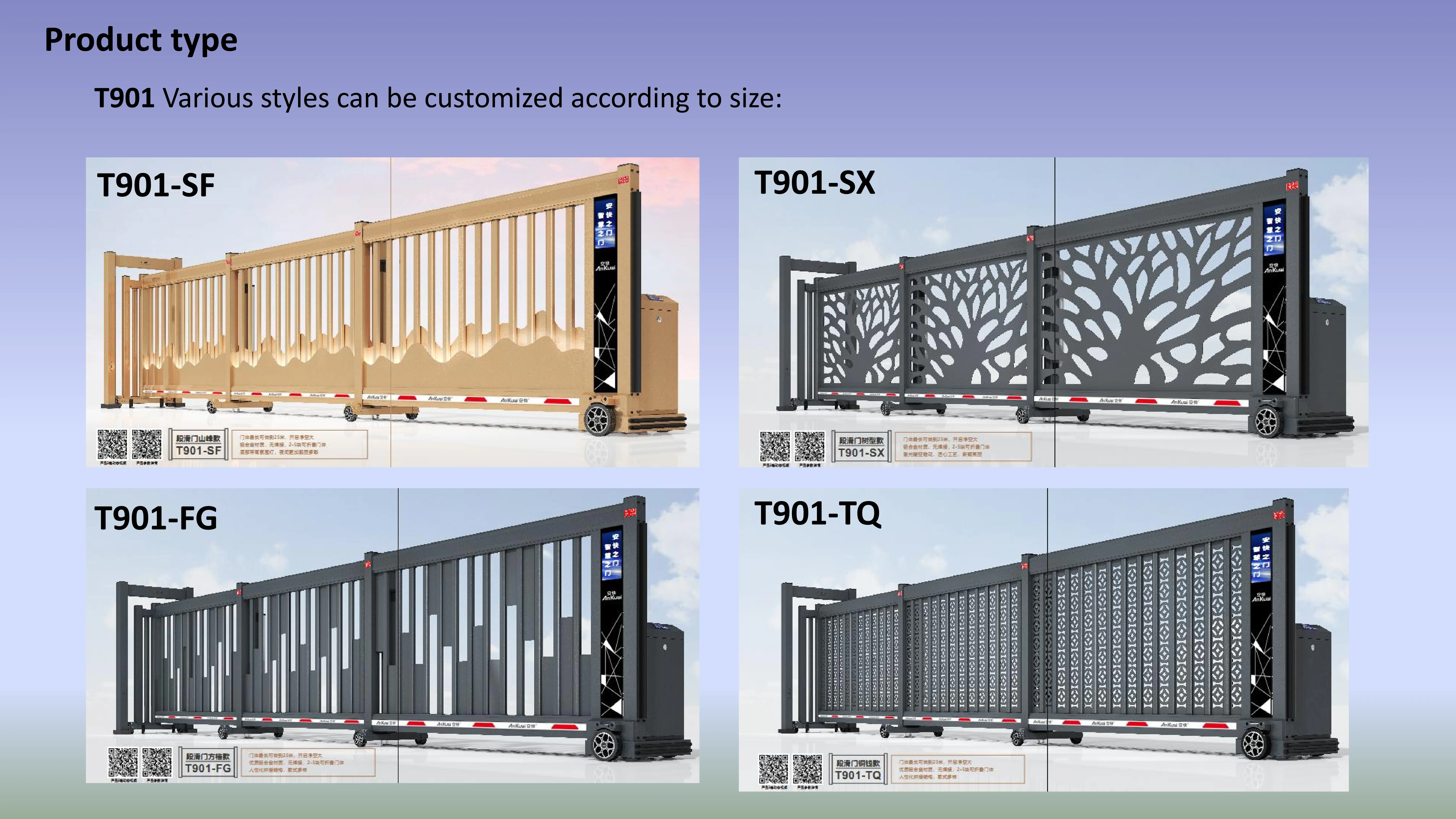 Ankuai AKT901BY Automatic Aluminum Alloy Industrial Outdoor Retractable Fold Swing Gate for Factory