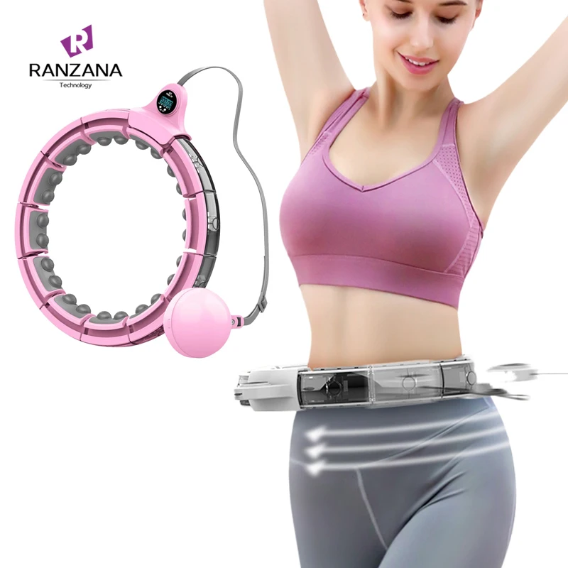 360 Degree Massage Weighted Hula Ring Hoop Gym Equipment With Digital Display Counter Hula Ring Hoops
