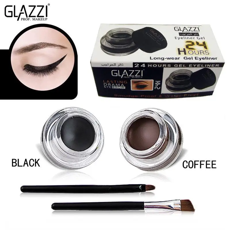 GLAZZI Korea two-color eyeliner 2 bottles durable waterproof eye shadow glue