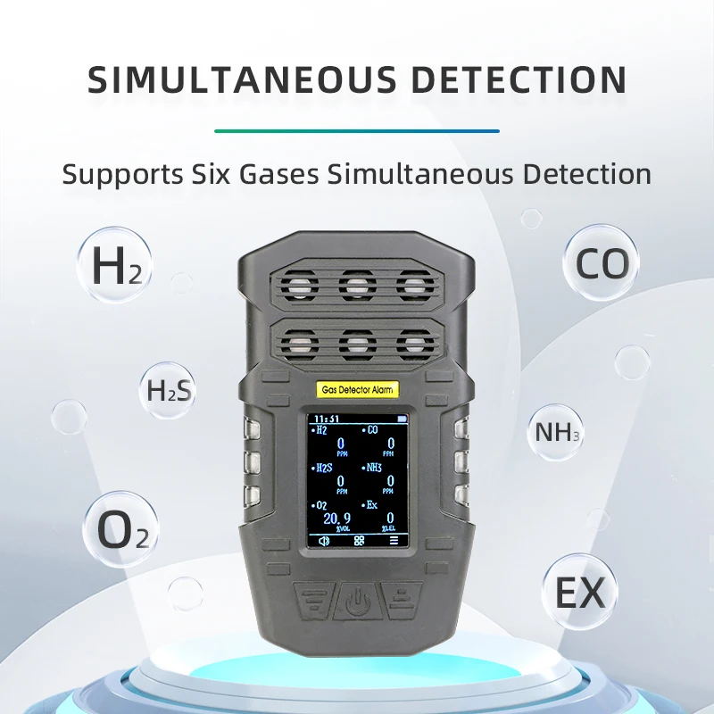 Portable hydrogen sulfide oxygen analyzer combustible gas carbon monoxide alarm four-in-one gas detector