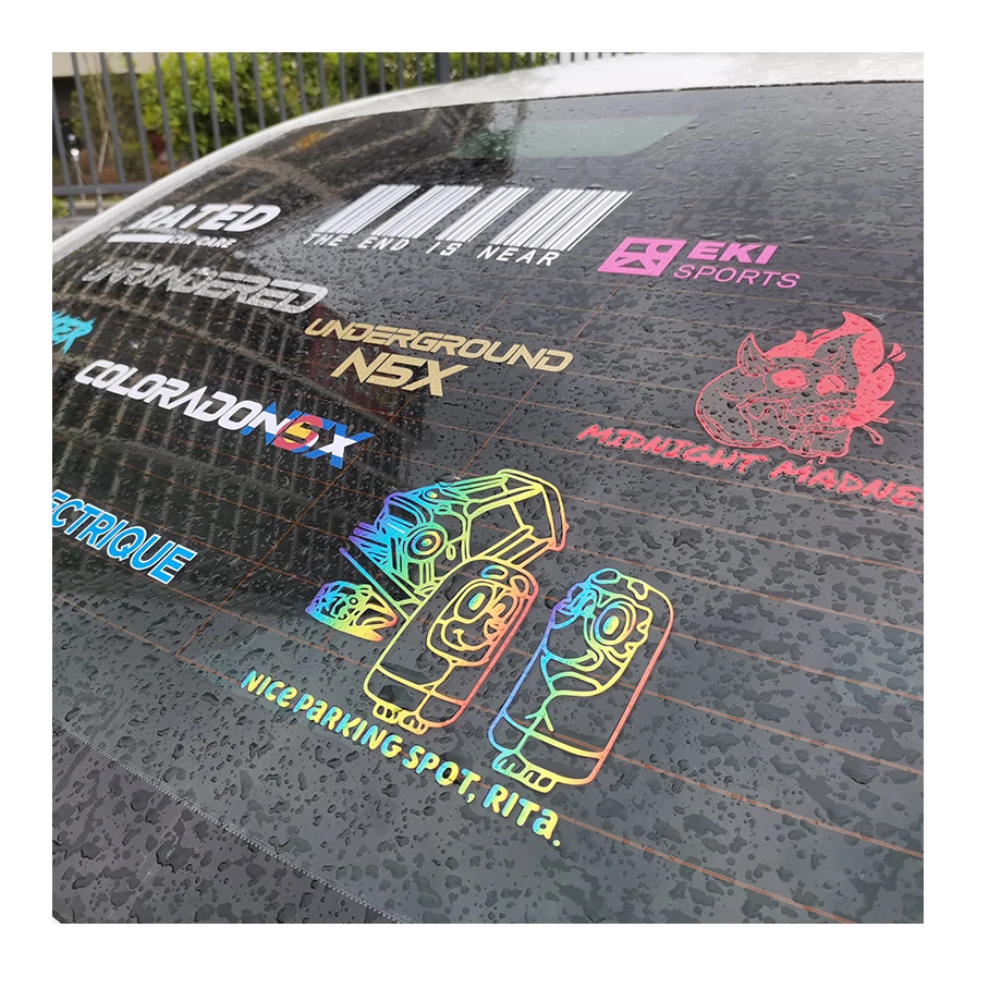 Custom Hologram LOGO UV Resist Outdoor Use Waterproof Car Window Body Bumper Lettering Transfer Vinyl Decals For Decoration