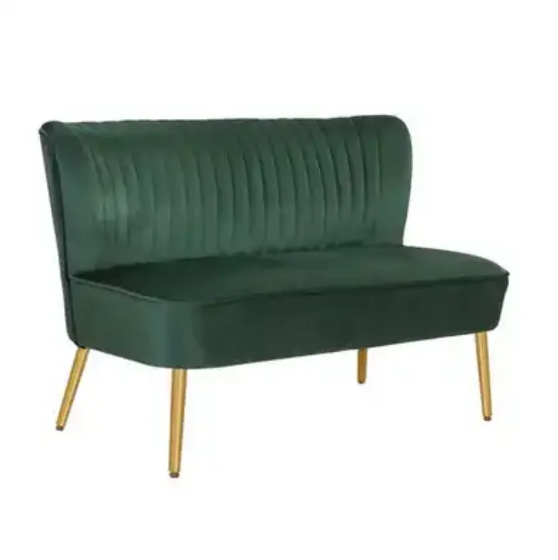 New Design Gold Metal Legs Two Seater Couch New Product Golden Supplier Emerald Green Sofa Competitive Price Wedding Sofa Rental