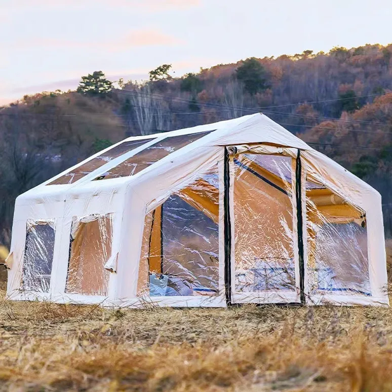 Большой ПВХ окна наружные палатки водонепроницаемый Зимний кемпинг надувная палатка