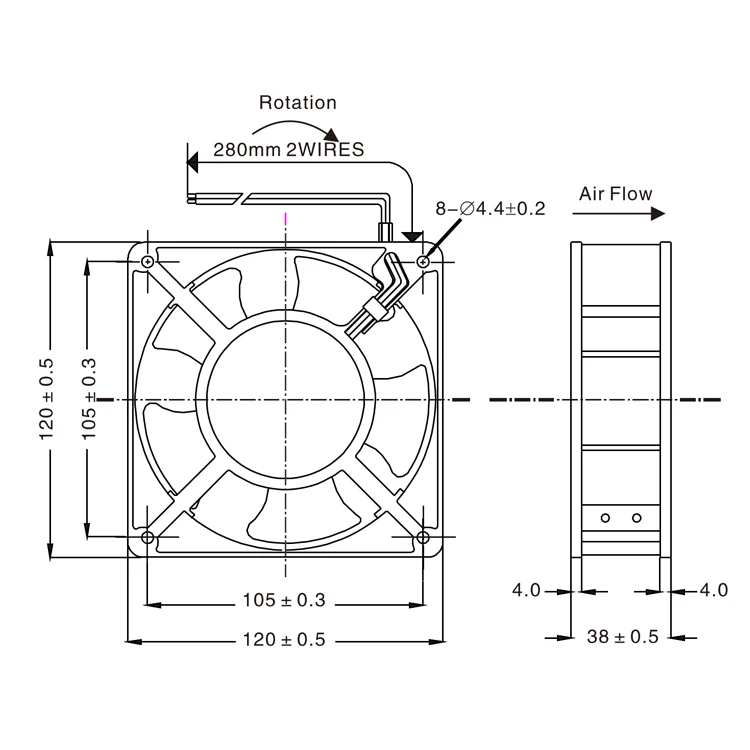 12038 120mm 115v 220v 240v Air Cooling Axial Flow Fan With Ec Motor For Outdoor