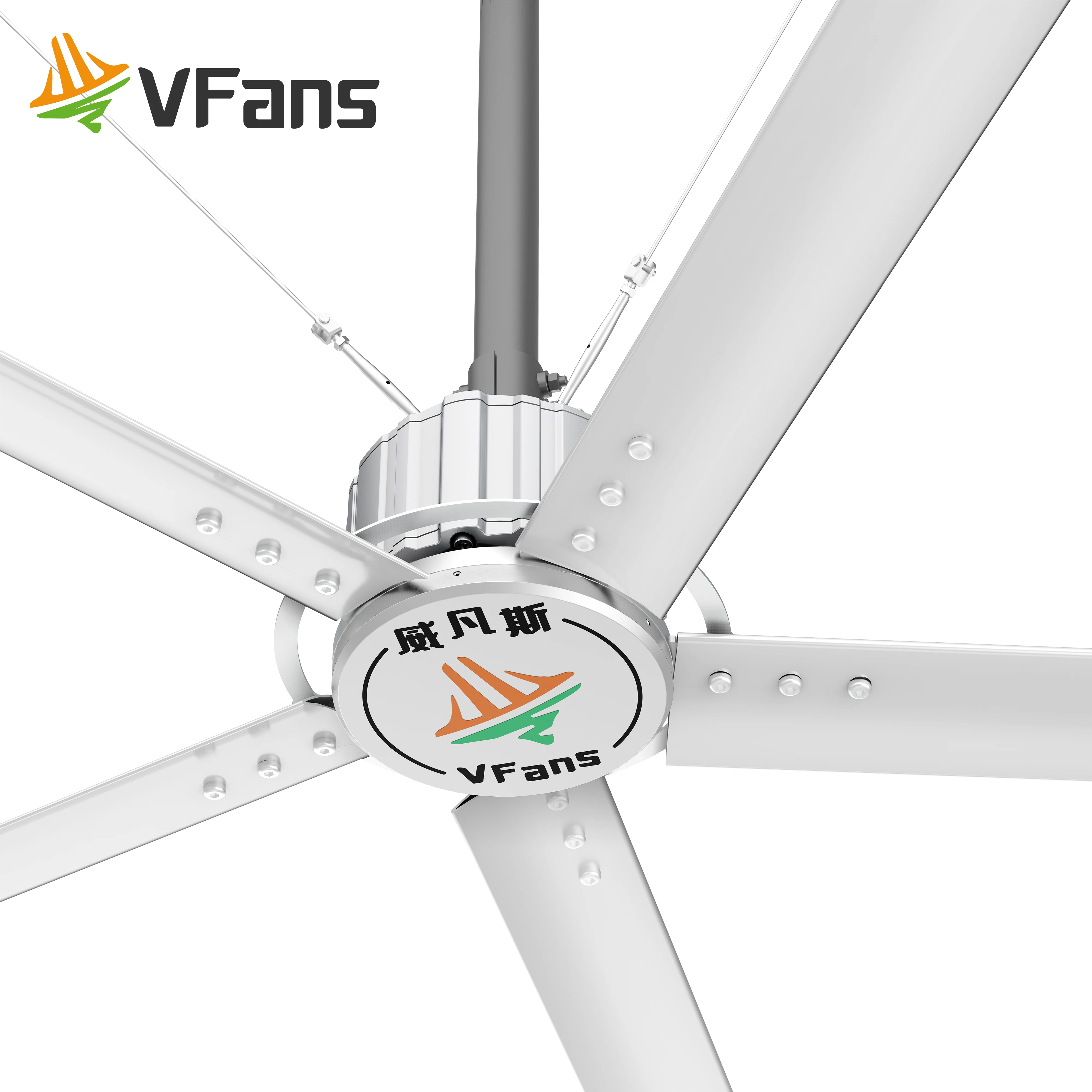 Large Industrial Ceiling Fan PMSM Motor Hvls Fans For Factory Farm GYM Warehouse Logistics Office Carport