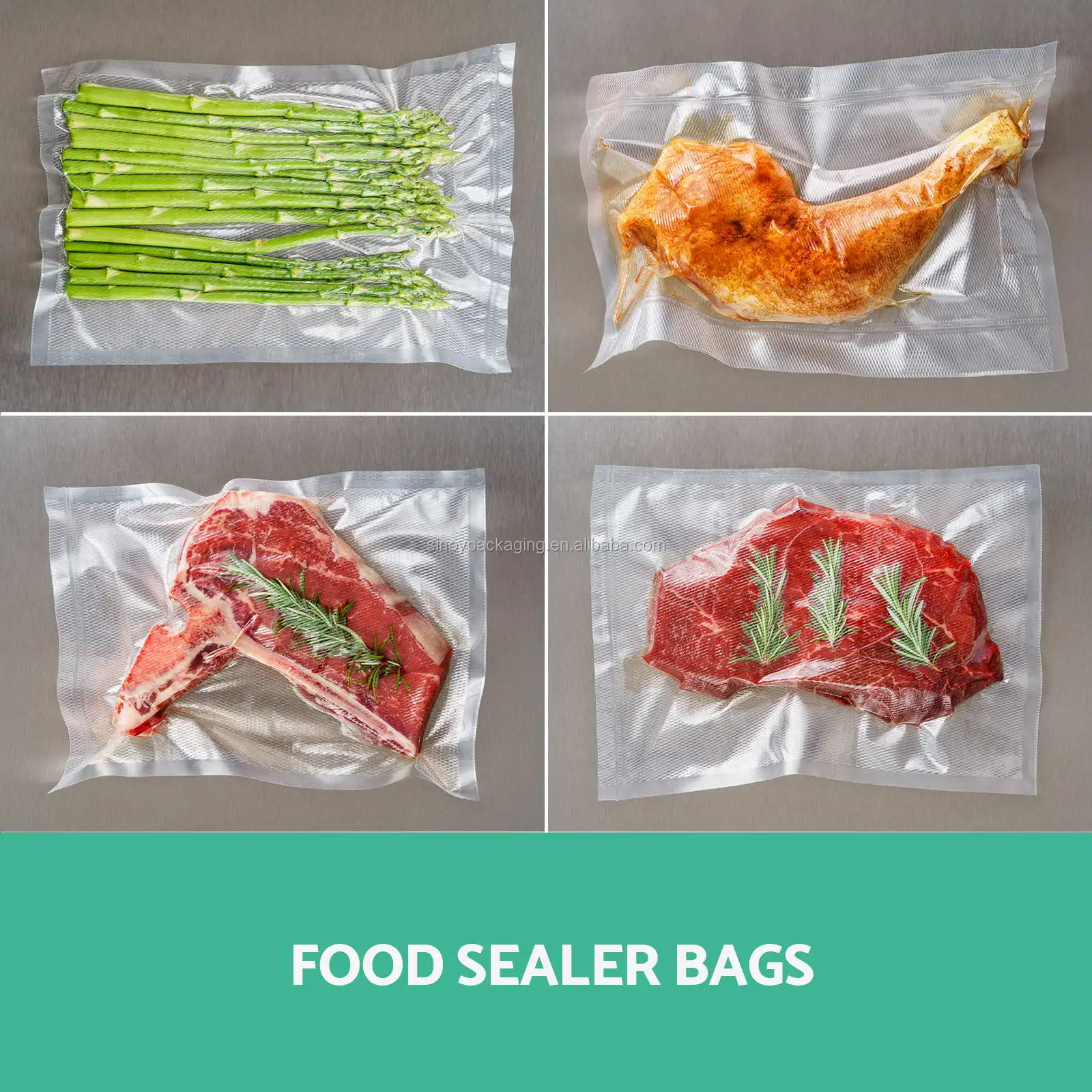 Biodegradable BPA free small custom plastic package food smoked fish packaging nylon frozen vacuum meat food bags