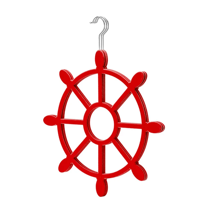 Hot Selling Creative Rudder Shape Flocking Hook Hanging Scarves and Tie Velvet Hanger