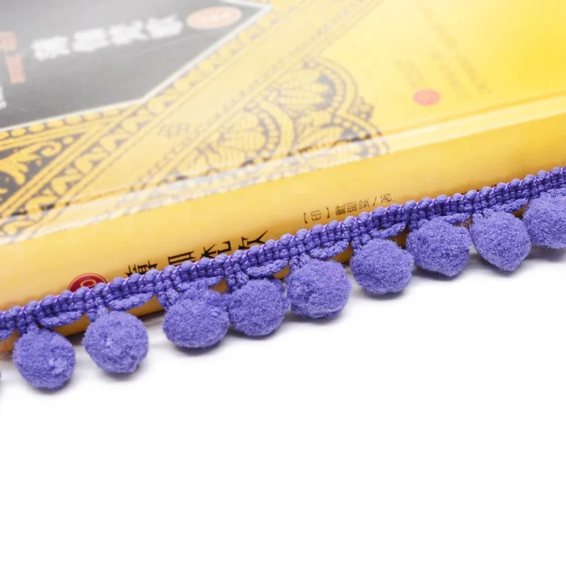Wholesale Bulk Purple Ball Pom Fringe Crochet Pom Pom Lace Trims For Clothes Hat Crafts Decoration