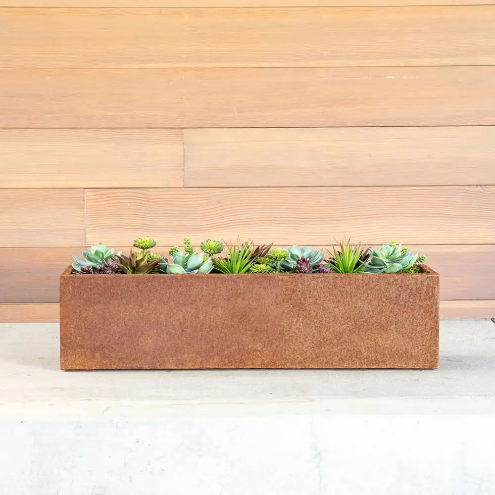 Backyard Garden Products Decorative Metal Flower Pot Planting Box Customized CortenSteel Flower Pot