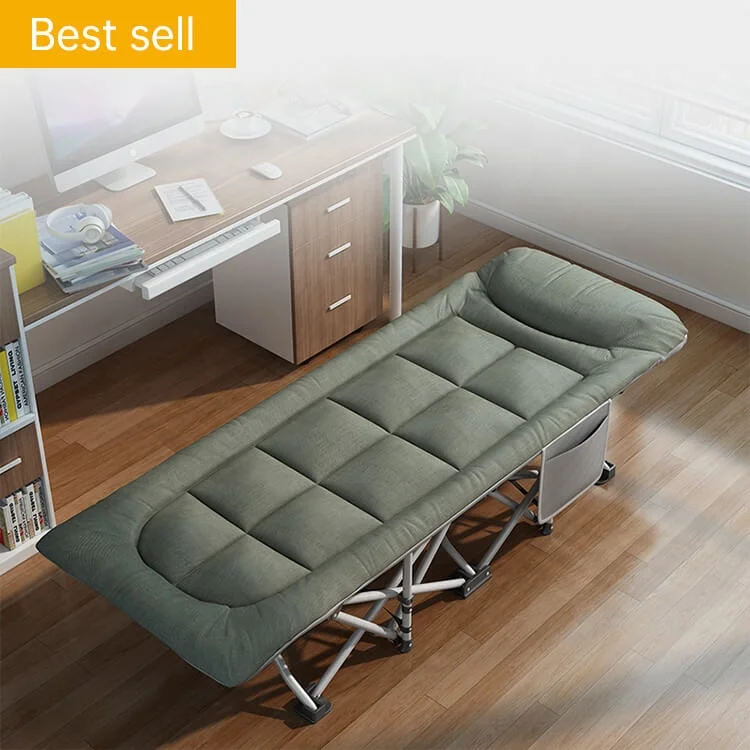 Iron Pipe Folding Bed Sleeping Camping Cot Bed For Adult Folding Bed With Pillow