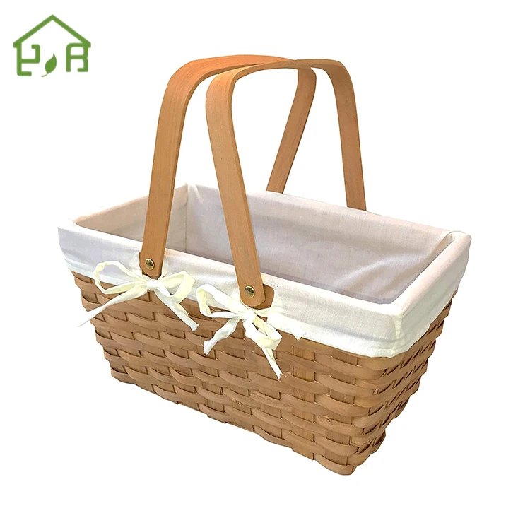YanYi Household Storage Picnic Wicker Fruit Vegetable Bamboo Bread Wooden Woven Rattan Storage Basket
