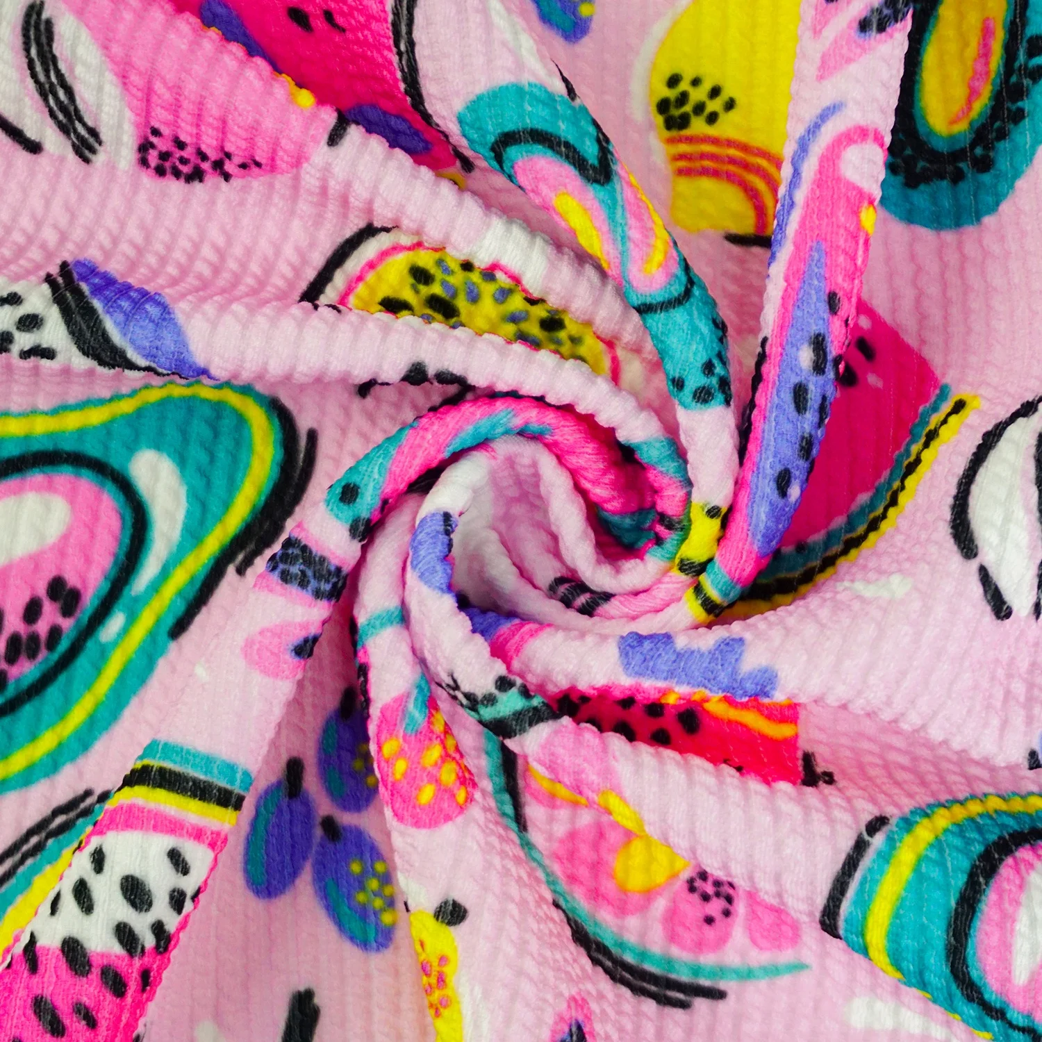 2024 new arrivals warp knit jacquard fabric polyester spandex custom printed rib knit fabric for garment