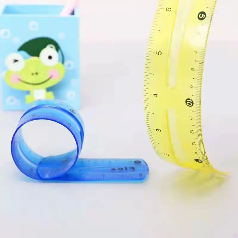 Eurolucky Soft Stationery Ruler 15cm 20cm 30cm Wavy Line Flexible Rulers Multi Functional Cute Ruler Measuring Tape