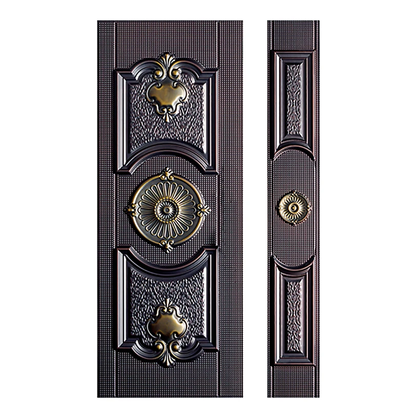 Baodu High Quality Latest Modern Design  Security Steel Door Skin Cast Aluminum Skin