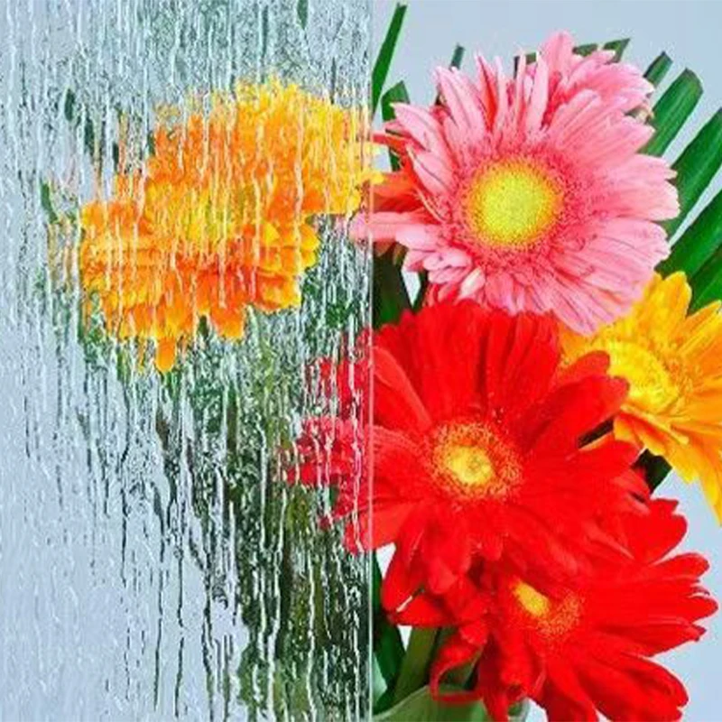 deep-etched color bronze diamond glacier extra clear ceramic frit 5mm pinhead 4mm flute pattern glass