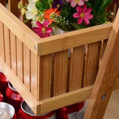 Bamboo and wood multifunctional floor snacks sundry balcony home magazine and newspaper storage rack