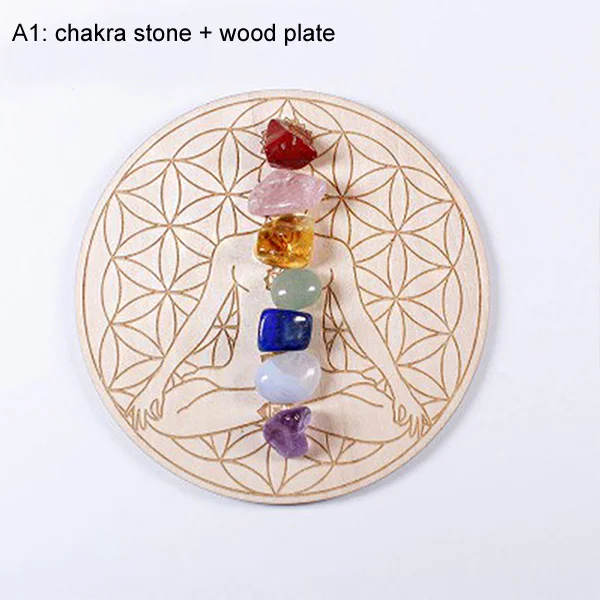 
Sacred Geometry Grid Meditation Natural Healing Reiki Chakra Crystal Mini Crystal Grid Set with Wood Board Fengshui Gift Decor 