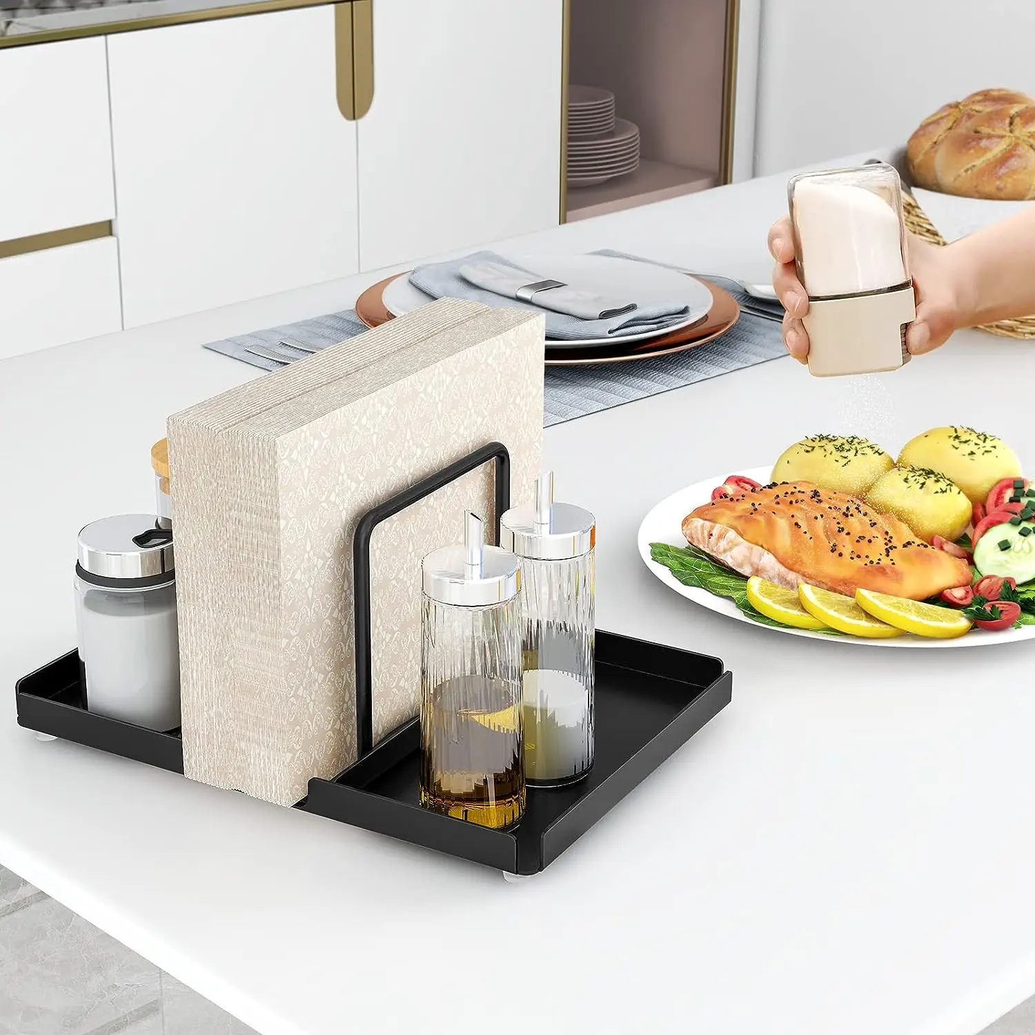 Black Metal Napkin Holder - Chic Dining Table Decor, Easy-to-Use Serviette Stand & Perfect Family Gift