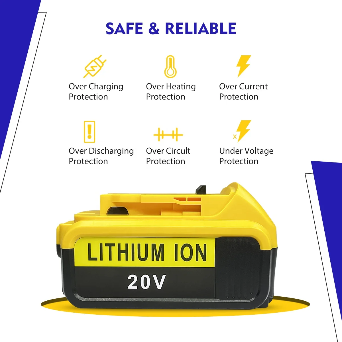 Rechargeable 18V 20V 4.0Ah 5.0Ah 6.0Ah Dewalts Replacement Lithium Ion Battery for Power Tool Cordless Drill Combo Kit DCB200
