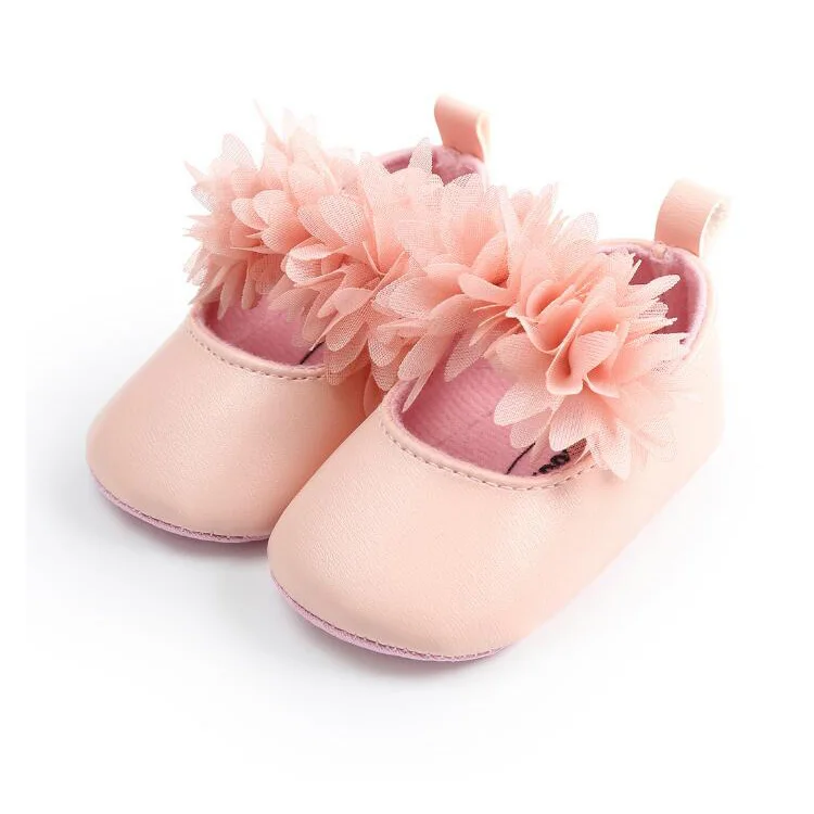 Cute Flower 0-1 Year Old Baby Toddler Shoes Soft Bottom Baby shoes with Headband sets
