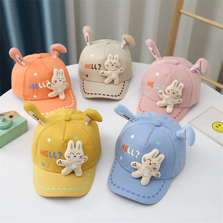 Spring and Autumn 6-24 Months Boys and Girls HELLO Rabbit Doll Duck Hat Baseball Hat Sun Protection Hat
