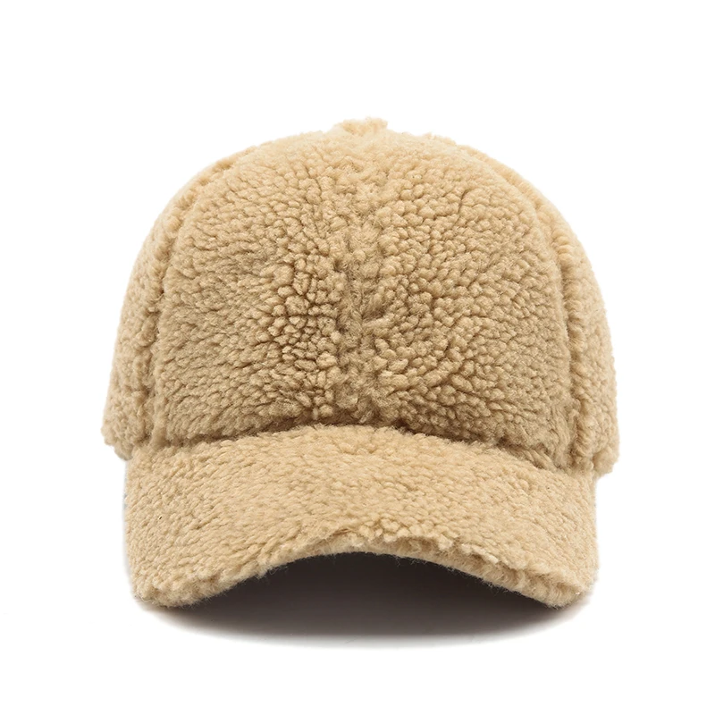 TWS 200137 Winter Hat With Animals Faux fur Baseball Plain Cap Fleece Hat