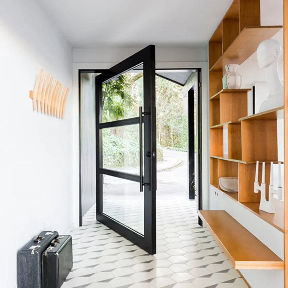 Residential Pivot Wood Doors Modern Exterior Solid Wood Front Doors Aluminium Main Doors