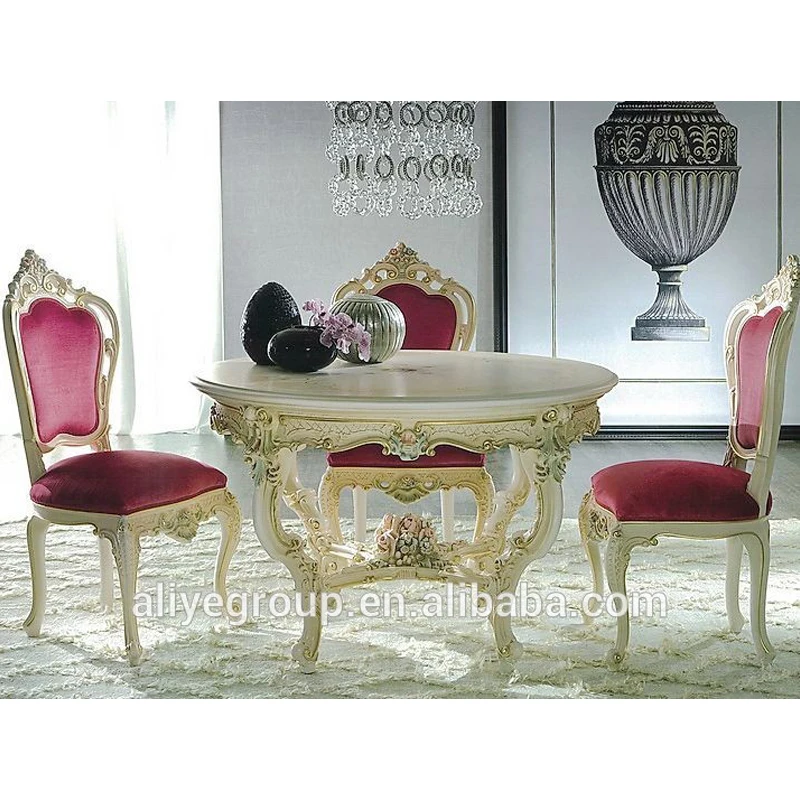 AFD409- dining round table and chair set wooden dining table and chairs luxury dining room furniture set