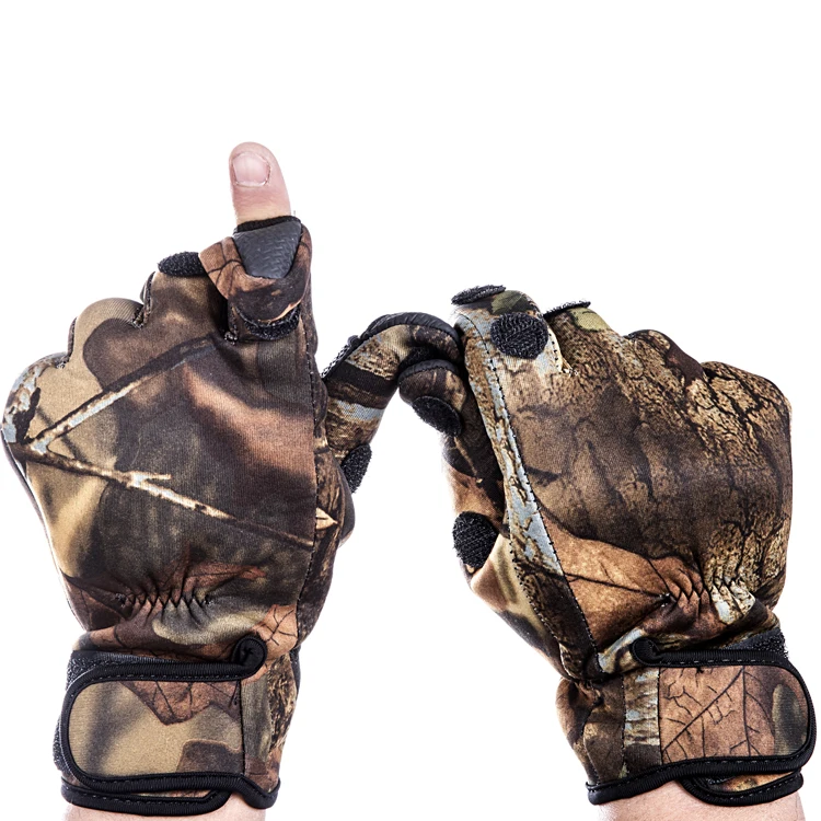  2021 Waterproof Anti Slip Full Finger Camouflage Winter Gear Neoprene Fishing Hunting