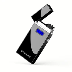 Customize Logo Boyfriend Gift Double Arc Windproof Cigarette Lighter Portable Electricity Display Usb Charging Lighter