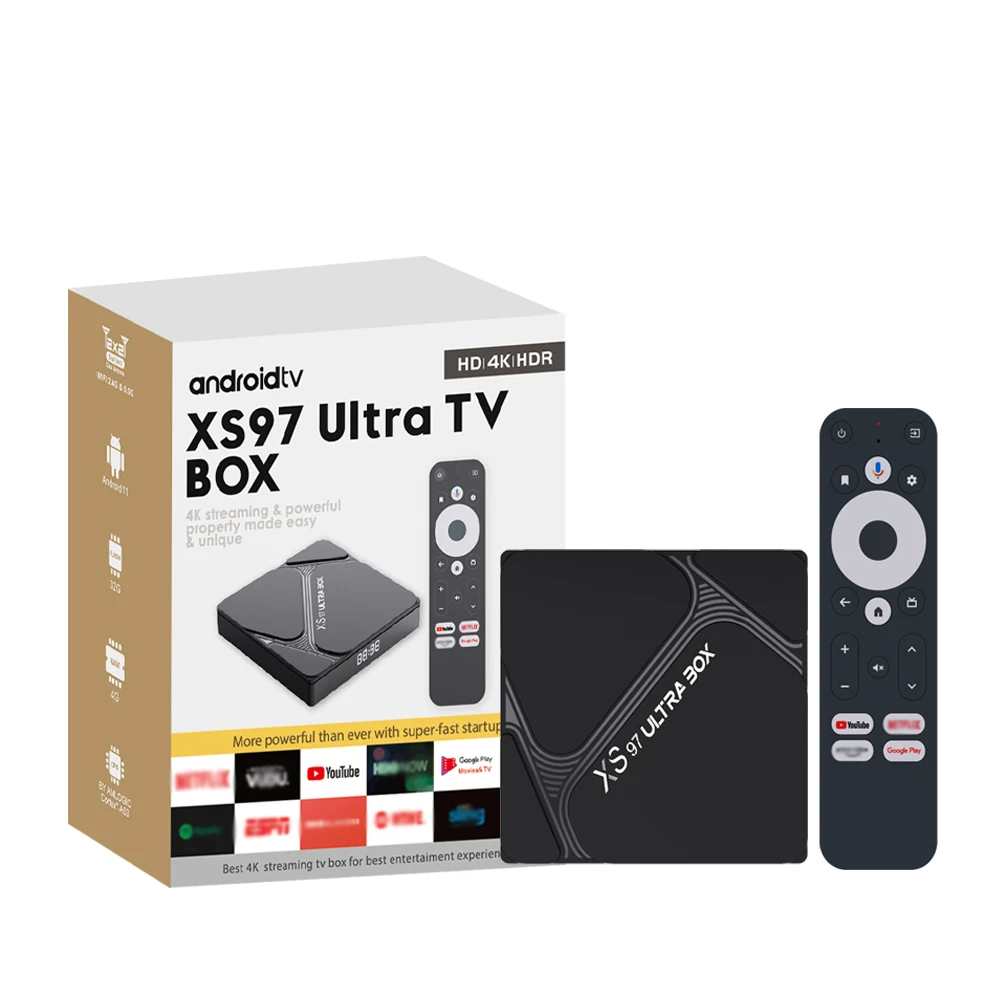 2025 New Arrival Wholesale Of New Materials Amologic S905W2 XS97 ULTRA BOX Voice Control 4K*2K 60Fps Smart Tv Box