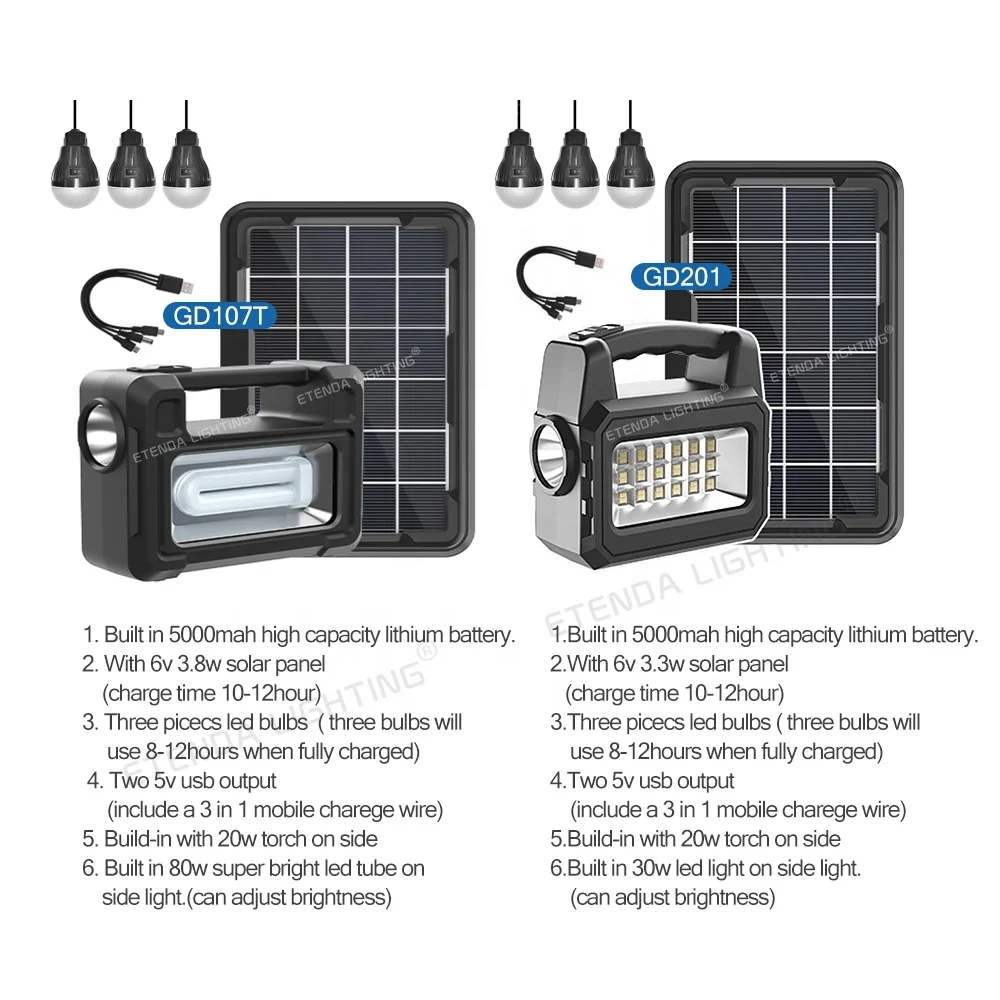 6v 3.8w Solar Panel Portable Home Solar Lighting System With Lights All In One Kit Save Energy Storage Lighting System