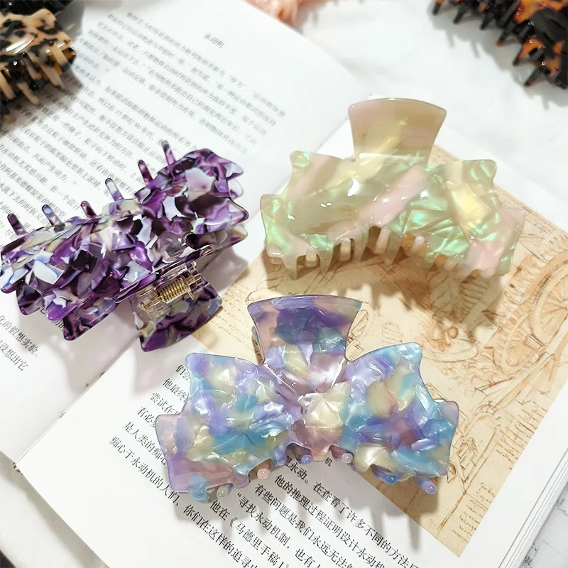 YJL Hot selling Classic Bow Design Ladies and Girls Hair Clip Exquisite Hair Claw Clip Acetate Hair Claw