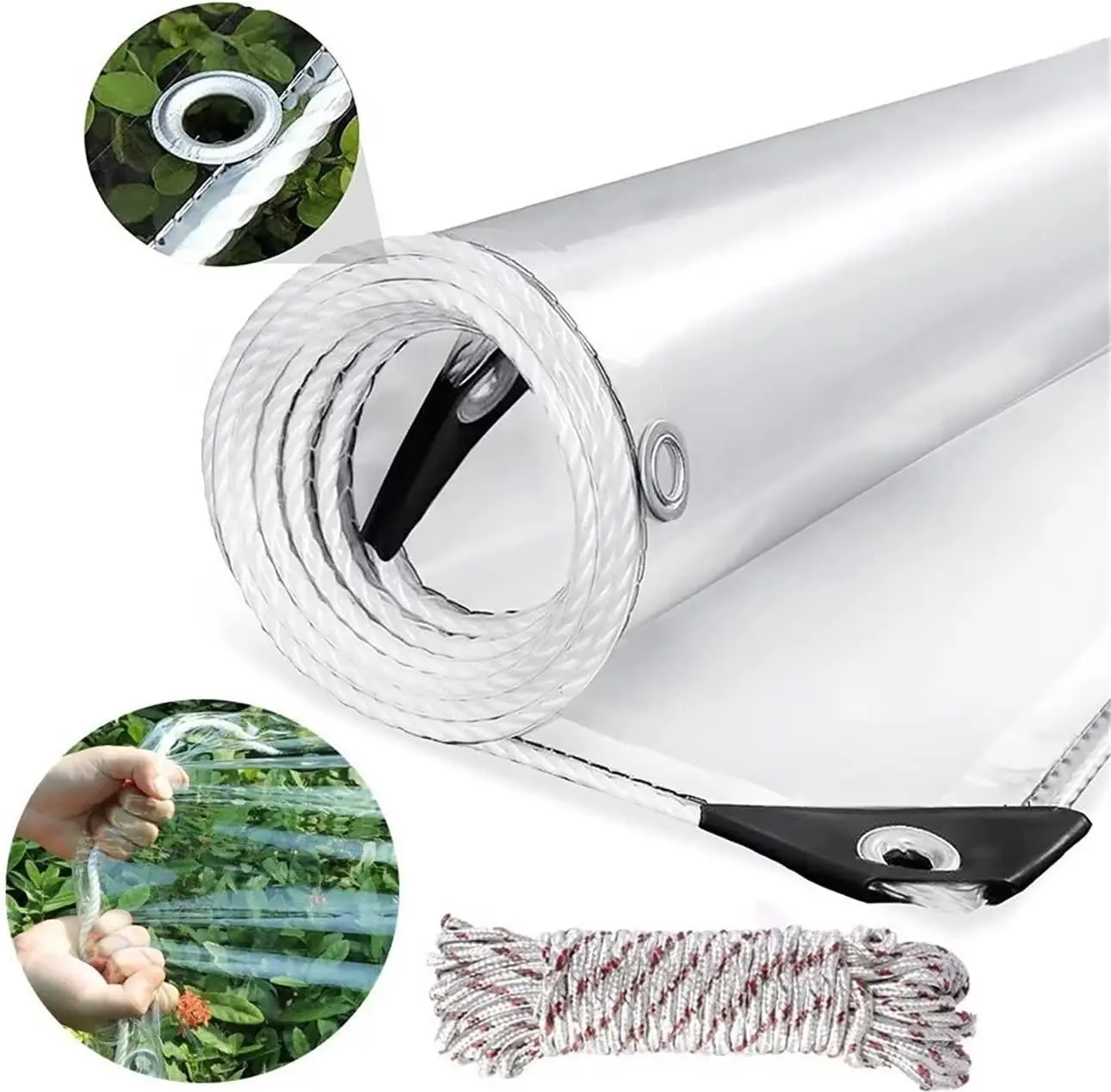 20 Mil Heavy Duty Clear Poly Tarp Waterproof Wind-Proof PVC Tarpaulin Clear Vinyl Tarp Transparent