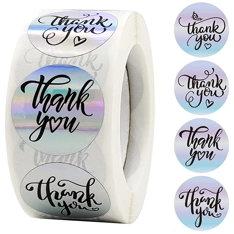 500pcs/roll Thanks Giving Day Custom Waterproof Thank You Labels Seal Stickers for Packaging of Business Support Stocks Ready