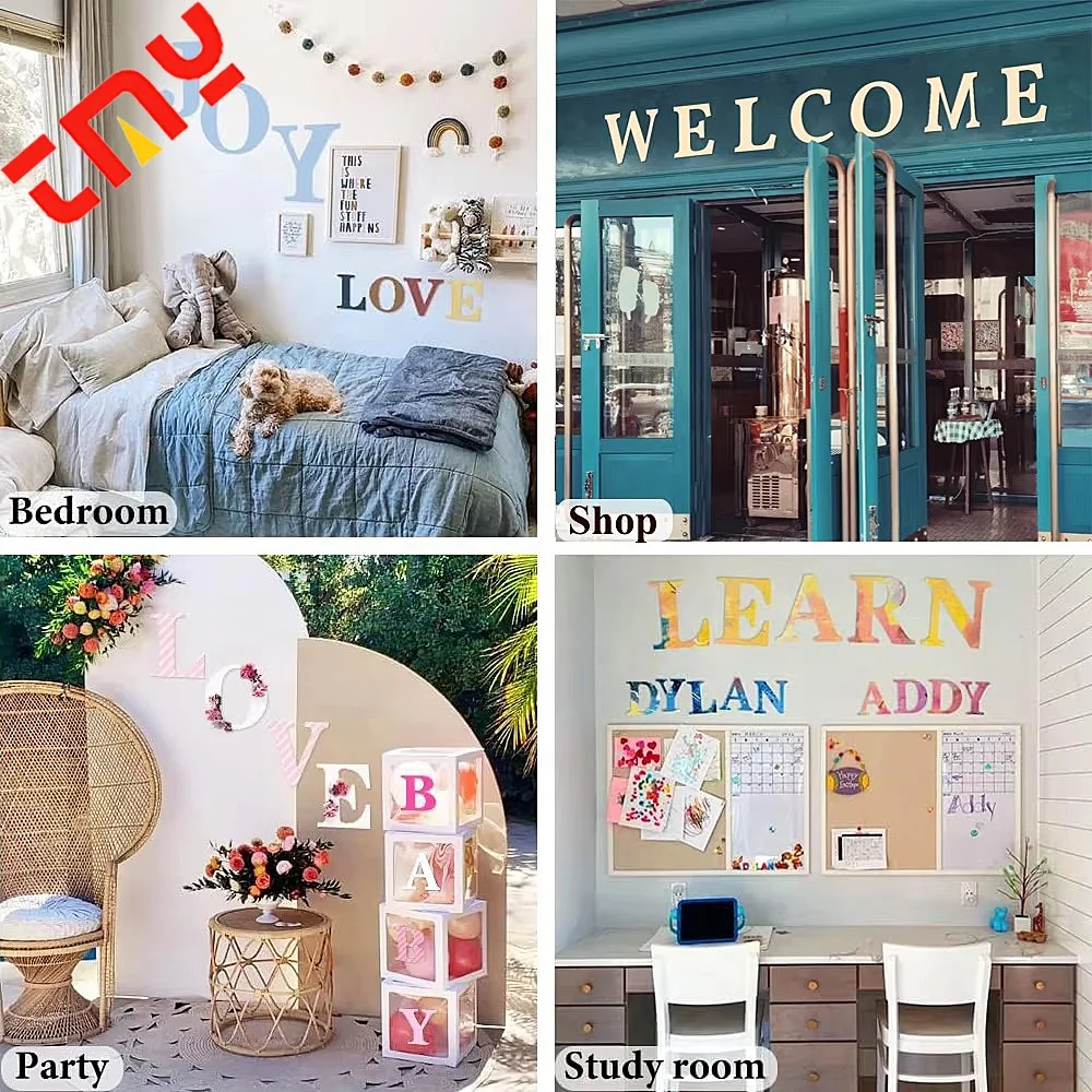 Laser Cut Decorative Number Wood Craft Unfinished 3D Large Wooden Alphabet Letters For Wall Decor