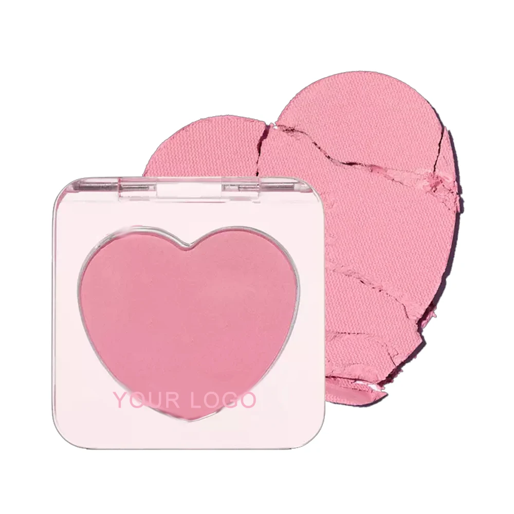 Private Label GMPC Long Lasting Waterproof Heart Shape Face Contouring Matte Monochrome Blush Palette
