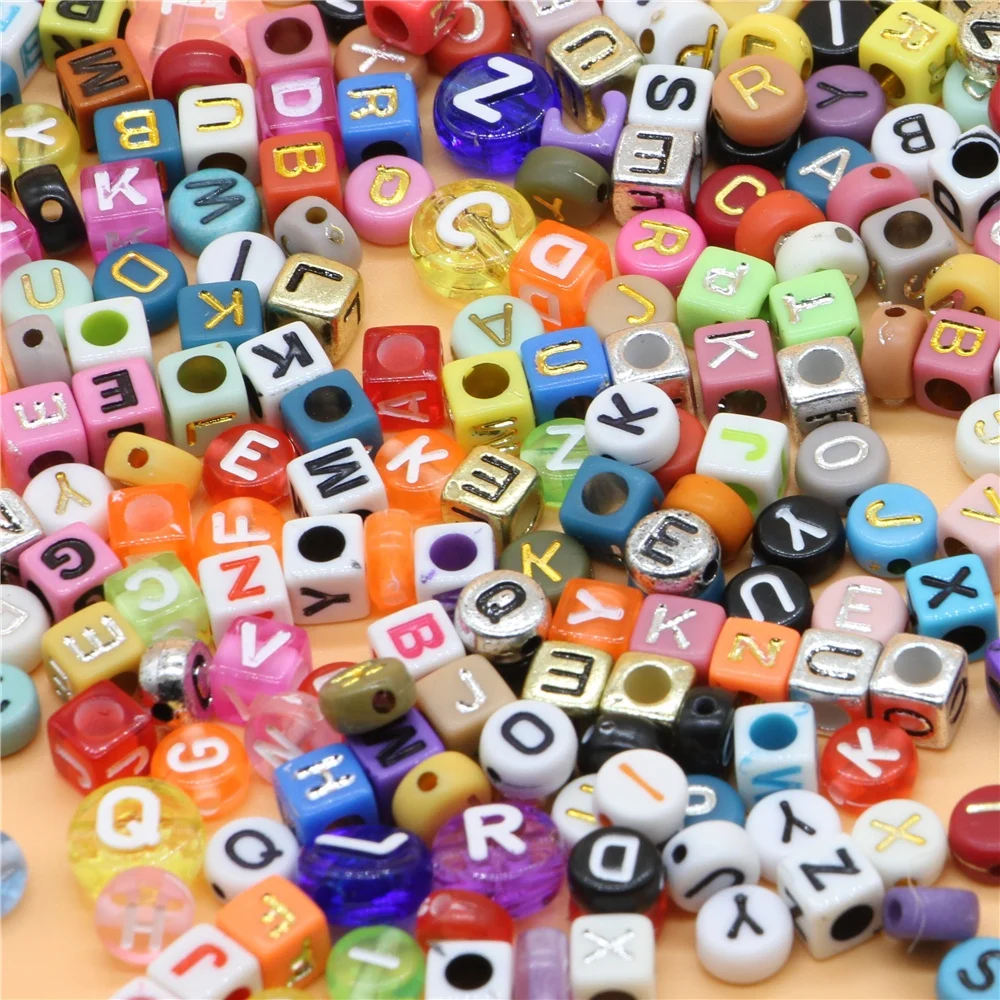 Multi Shape Square Round Star Flower and Various Color Gold Silver White Black Letter Smile Number Beads Spacer for DIYJewellery