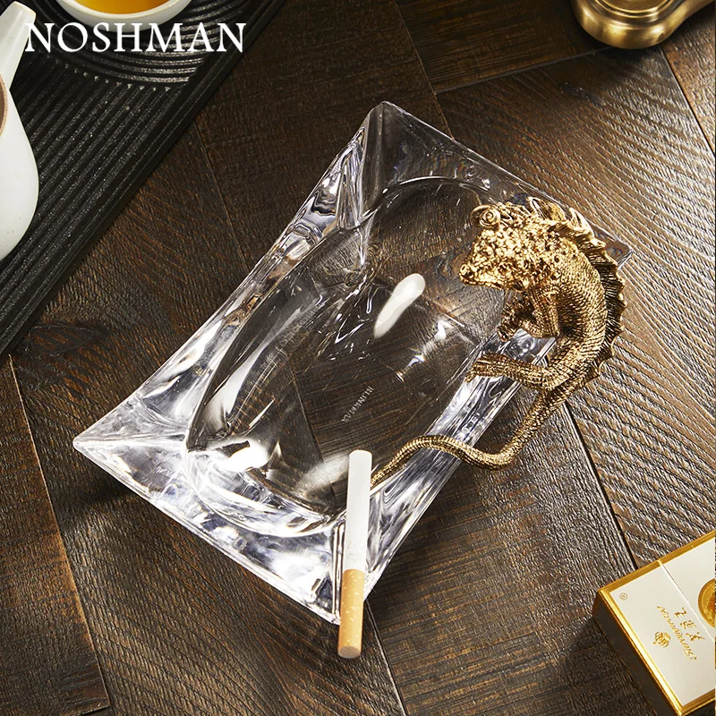 NOSHMAN Luxury household tea table decorations office table decorations crystal glass ashtray crafts gifts lizard ashtray