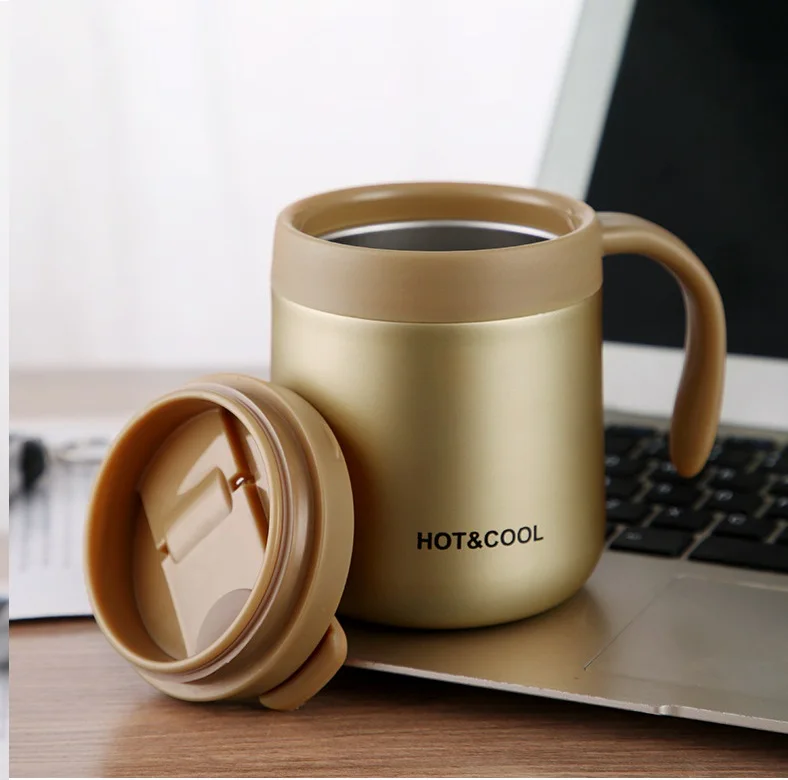 HDT hot milk custom logo tea 350ml 12oz matte black thermo vaso termos stainless steel tumbler bulk coffee mug with lid handle