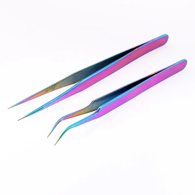 Professional Stainless steel Eyebrow Volume Eyelash tweezers Extension Grafting Makeup Tools fiber tip tweezers