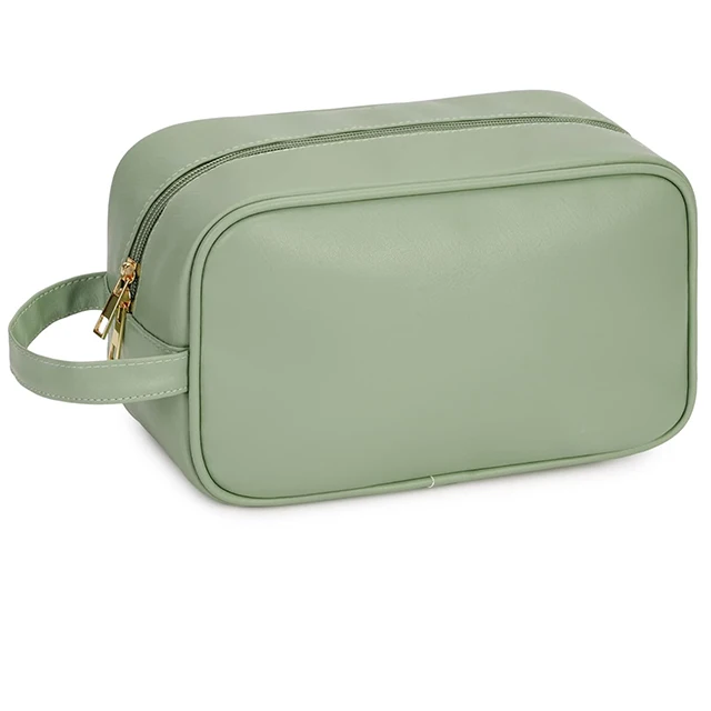 Leather Travel wash Bag for Women Traveling Dopp Kit Makeup Bag Organizer for Toiletries Accessories Cosmetics