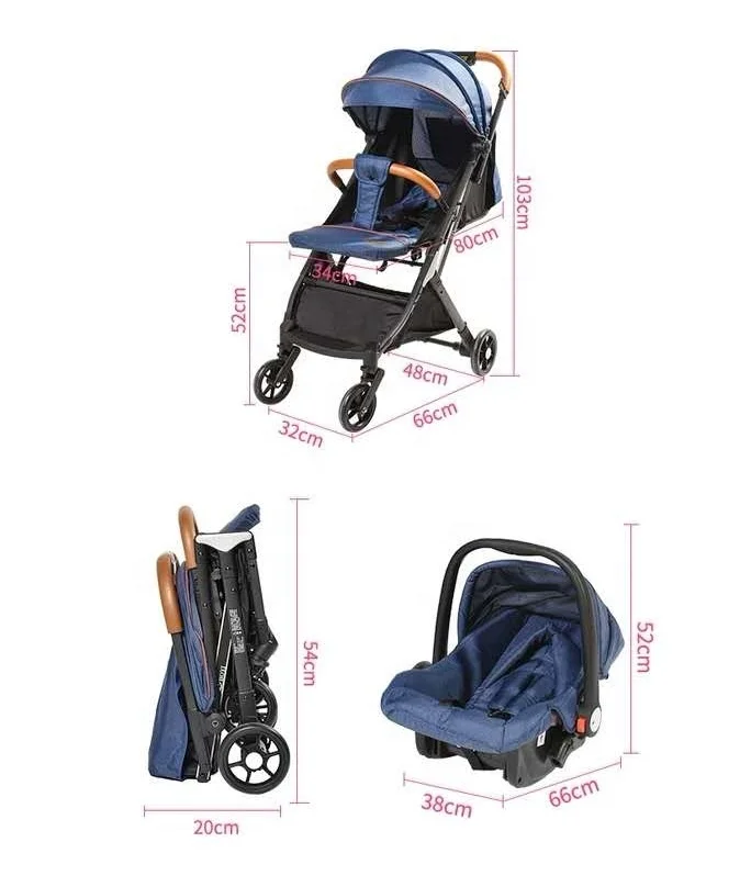 New Convenient Folding Baby Stroller with Linen Car Seat Plastic and Steel Frame EVA Wheels for 0-3 Years